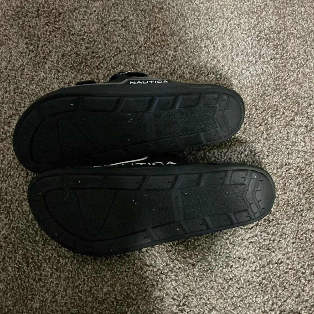 Nautica Men's Double Buckle‎ Slide Sandals Black Brown Size 13